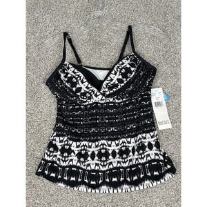 Badgley Mischka Black/White Bikini Top Womens Sz 8 Style BM536T NWT‎